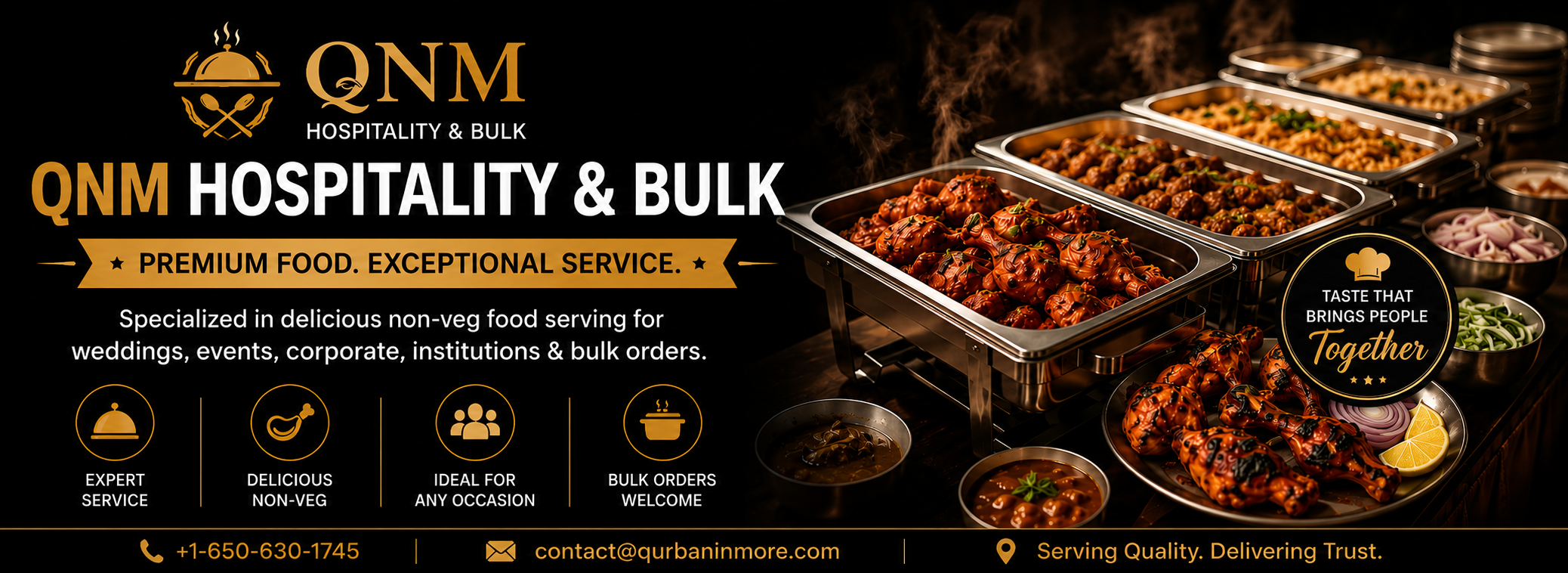 Hospitality table for bulk halal meat service